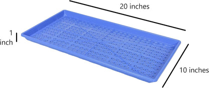 SUNPACK 10" x 20" Heavy Duty Mesh Plastic Seed Starting Tray, Blue, 1" (Pack of 30) - Ensures Water Drainage and Aeration, Perfect for Greenhouses or Indoor Gardening