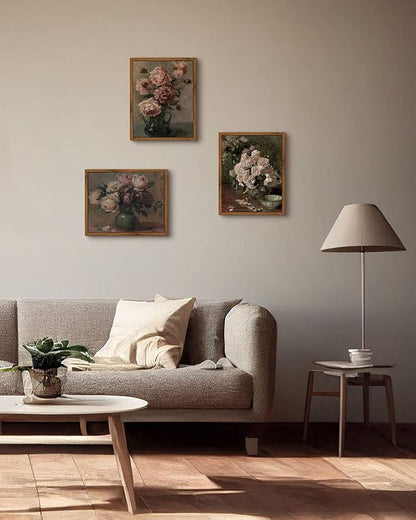 InSimSea Framed Wall Art for Living Room Rose Flower Valentine Decor Mid Century Modern Wall Decorations Vintage Floral Wall Art for Bedroom Farmhouse Kitchen Office Bathroom Decor 8x10in