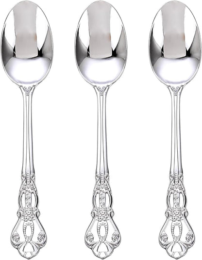 75PCS Silver Plastic Spoons - Silver Spoons Disposable - 8.1 Inch Heavy Duty Plastic Silverware - Heavyweight Elegant Disposable Utensils for Catering, Parties, Dinners, Weddings