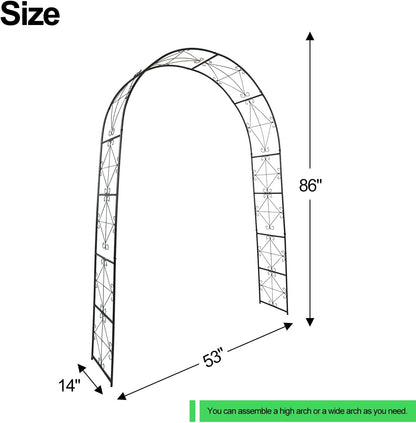 Metal Garden Arch 7.2ft High X 4.5ft Wide Garden Arbor for for Climbing Plants Roses Vines, Outdoor Garden Lawn Backyard Patio, Garden Wedding Party Decoration