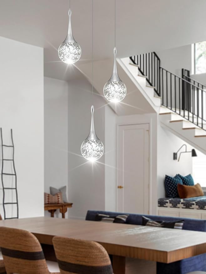 Flashing God 3 Light Bubble Dimmable Crystal Chandelier Chromed Finished Ceiling Hanging Lights Over Table Foyer Entrance Chandeliers