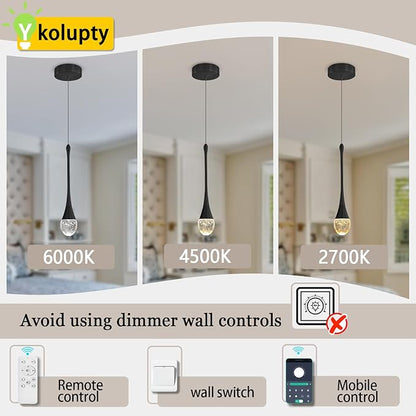 Modern Pendant Lights for Kitchen lsland LED Dimmable Raindrop Chandelier Crystal Ceiling Pendant Lighting for Dining Room Hallway Bar Living Room (3 Pack)