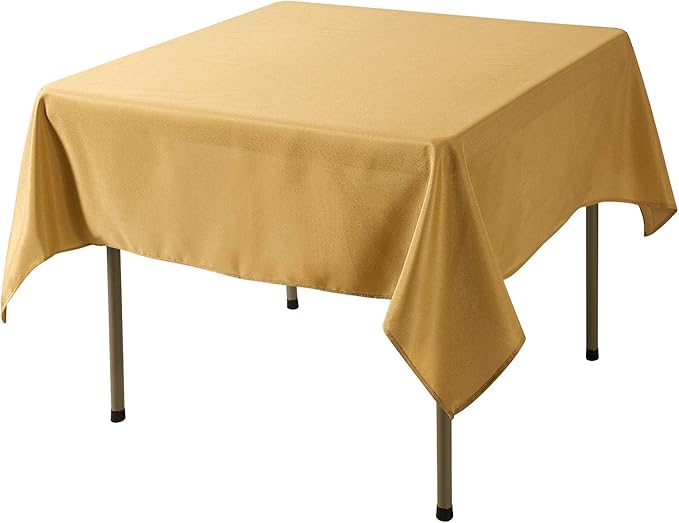 Cupuamon Square Tablecloth 70x70 inch Washable Polyester Fabric Table Cloth for Wedding Party Dining Banquet Decoration（70x70,Gold）