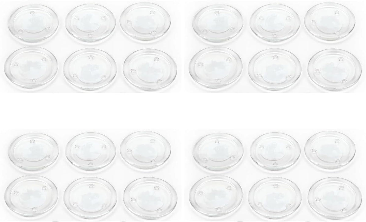 Hosley's Set of 24 Clear Glass Pillar Plates - 4 Inch Diameter. Ideal Gift for Weddings, Parties, Spa, Pillar Candle, Votive Candle Garden. Or as a Pedestal W1