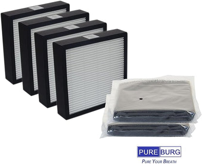 PUREBURG Replacement Filter Set Compatible with VCK LE-AP001 Air Purifier,4-Pack H13 HEPA Air Clean Dust VOCs Odor Activated Carbon
