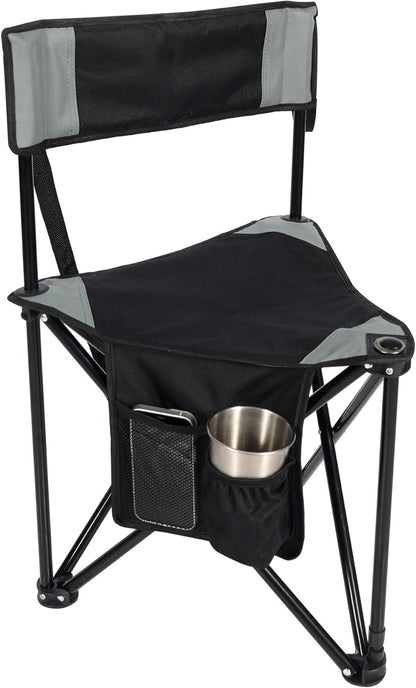 REDCAMP Tripod Hunting Chair for Blinds, Folding Lightweight Portable Fishing Chair for Adults Hunting Stools with Backrest, Golf Chairs for Spectators, Black
