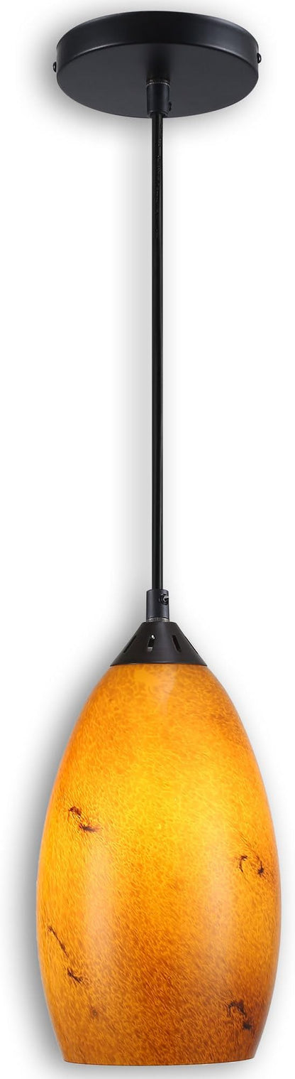 Pendant Lighting, Modern Handblown Amber Color Glass, Oval Art Shade Hanging Light, Oil Rubbed Bronze Finish for Kitchen, Dining Room, Foyer Decor 4.7" Shade (1 Pack)