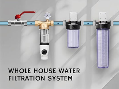 Airthereal Whole House Water Filter Housing, 20" x 4.5" Sediment Carbon Cartridge Universal Housing, Pre-Filtration System for Well and City Water with 1" NPT Port and Include 1-Pack PP Filter