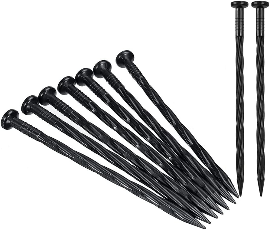 Plastic Landscape Anchoring Spikes 100 Pcs 8 Inch Nylon Spiral Landscape Spikes for Yard, Garden Lawn, Weed Barriers, Artificial Turf, Tent
