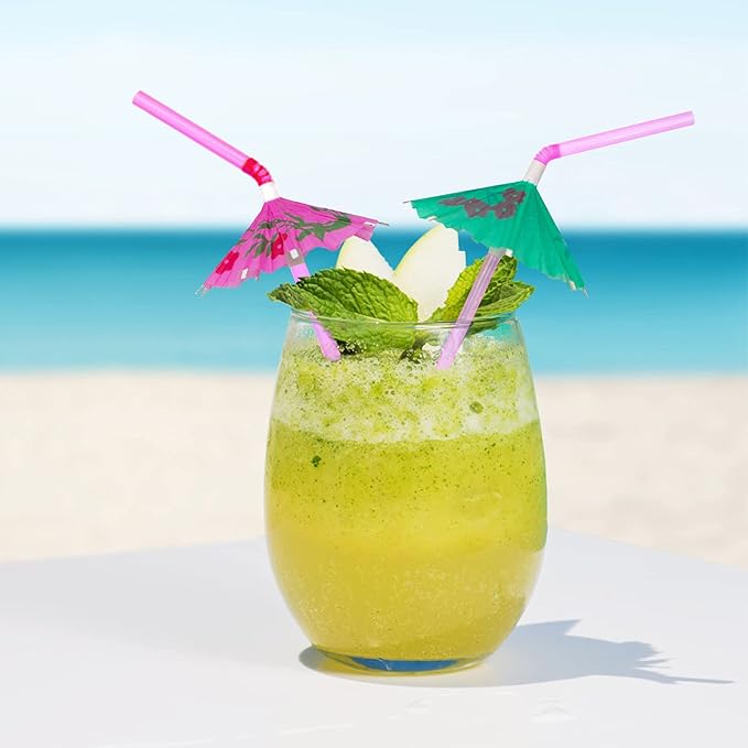 BLUE TOP 100pcs Umbrella Drink Straws 9.45 Inch Assorted Colors, Fancy Mini Paper Umbrella Drink for Cocktail,Milkshake,Juice,Great for Valentine's Day Beach Party,Hawaiian Party,Luau Party,Bar
