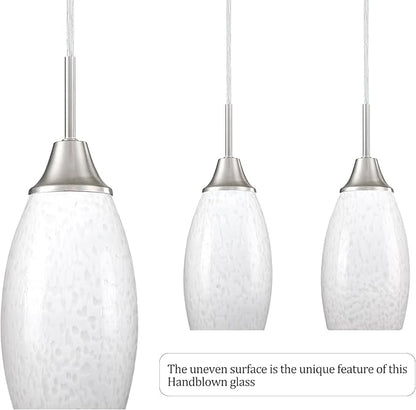 Mini Glass Pendant Light 4.72" with Handblown Milk White Marble Art Glass Hanging Light 1-Pack Oval Ceiling Hanging Light Fixture for Dining Room Kitchen Island Cafe Foyer Hallway