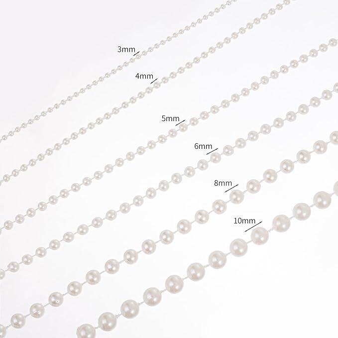 4mm Crafts Faux Pearl Beads Garland Pearl Bead Roll Strand of Pearls to Decorate Floral Centerpieces Wedding Party Favor Christmas Tree(131 Feet Ivory)