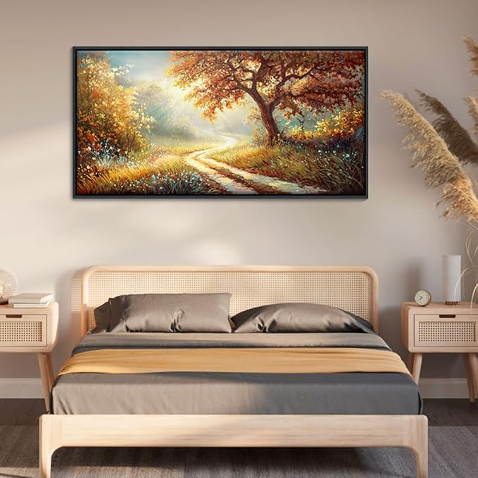 Forest Canvas Wall Art Large Wall Decor for Living Room Farmhouse Landscape Painting Wall Pictures Office Mural Farmhouse Home Decor 24x48 Inches Wood Framed