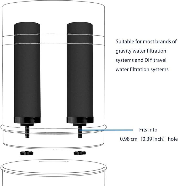 Huining 4PCS Black Filters for Purification Unit Filter Replacement Household Bucket Filtration System Gravity Water Filter System Purifier Survival