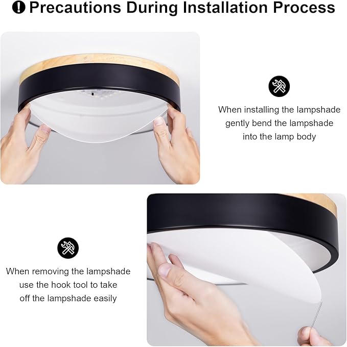 Dimmable Wood LED Ceiling Light Fixture, White Round Low Profile Flush Mount Ceiling Lighting, Modern 5CCT 2700K-6000K Ceiling Lamp for Living Room Hallway Kitchen Bedroom, 15.8in, YY20240516D