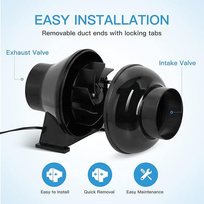 iPower 4 Inch 230 CFM Inline Duct Ventilation Fan Quiet Vent Blower for Hydroponics Grow Tent, Greenhouse Air Circulation, Upgrade