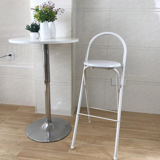 Modern Breakfast Bar Stools Foldable Stool Wooden Round Seat Folding Stool with Back Footrest Folding Bar Stool Seat Height 26in/28in/30in for Dining Room/Kitchen/Balcony/Living Room