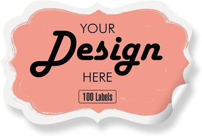 Custom Stickers Personalized Labels - Customized Stickers with Any Design Image Logo Text,Custom Thank You Label Stickers,Custom Stickers for Business Logo,100 Labels (Fancy Frame,1.5"x1")