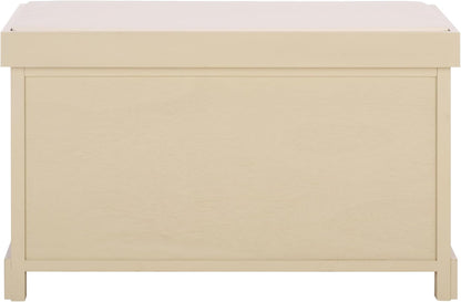 SAFAVIEH Furniture - Freddy 2-Basket Storage Bench - Sand - Solid Wood - Coastal Basket Storage Design - Ideal for Entryway, Living Room, Hallway, 18" Seat Height - Fully Assembled (AMH5736J)