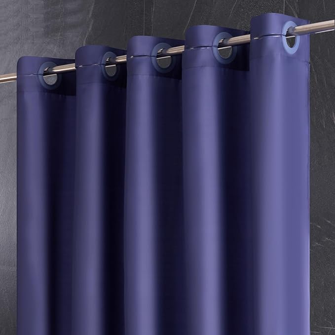Furlinic Navy Blue Shower Curtain Liner Fabric Waterproof Shower Stall Curtains with Weighted Bottom for Bathroom RV Hotel,36x72 Inch.