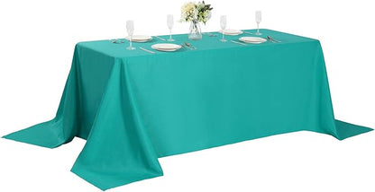 Rectangle Tablecloth 90x156 inch Washable Polyester Fabric Table Cloth for Wedding Party Dining Banquet Decoration（90x156, Turquoise）