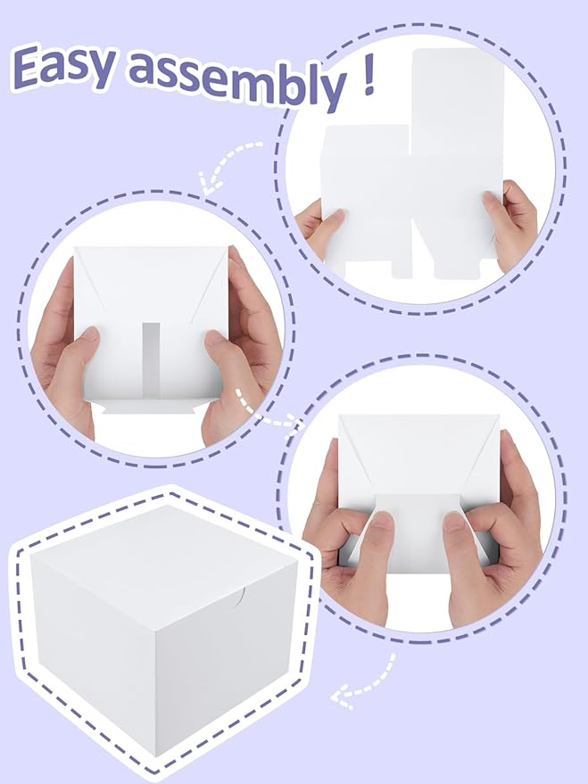 Eupako White Gift Boxes 5x5x3.5 25 Pack Kraft Paper Gift Boxes with Lids for Crafting, Gifts, Wedding, Birthday, Party, Cupcake