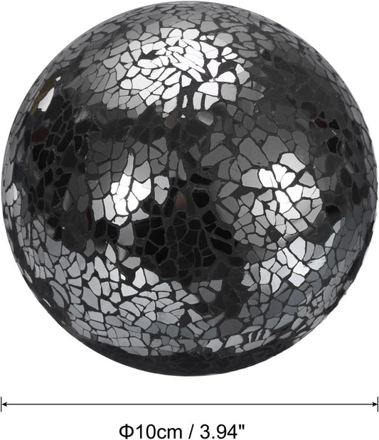 uxcell 4" Decorative Balls, 3 Pcs Mosaic Glass Balls, Decorative Table Sphere Orbs, Centerpiece Balls for Decorating Bowls Vase Tables Wedding Party, Black