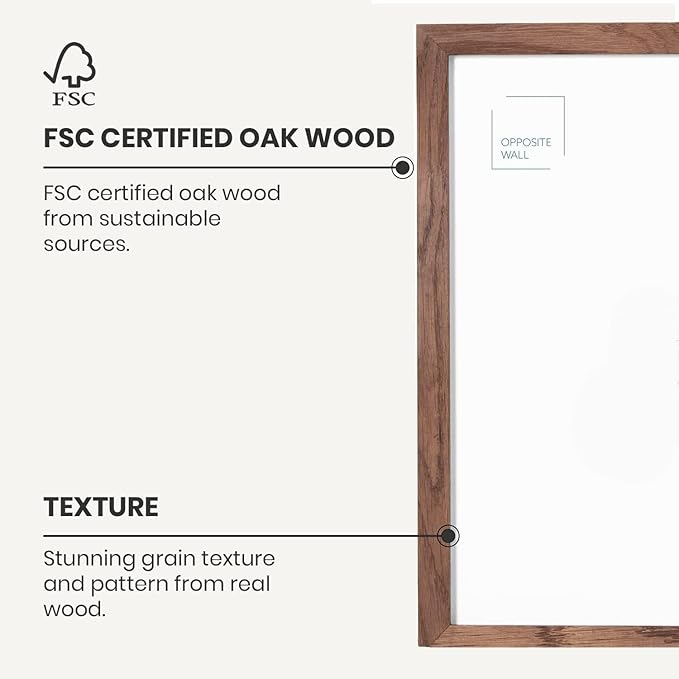 Opposite Wall - 22x28 in - Dark Solid Oak Wood Picture Frame - Lightweight, Versatile & Shatterproof - Wall Hanging Poster or Photo Frame - Wall Decor for Office, Gallery & Home