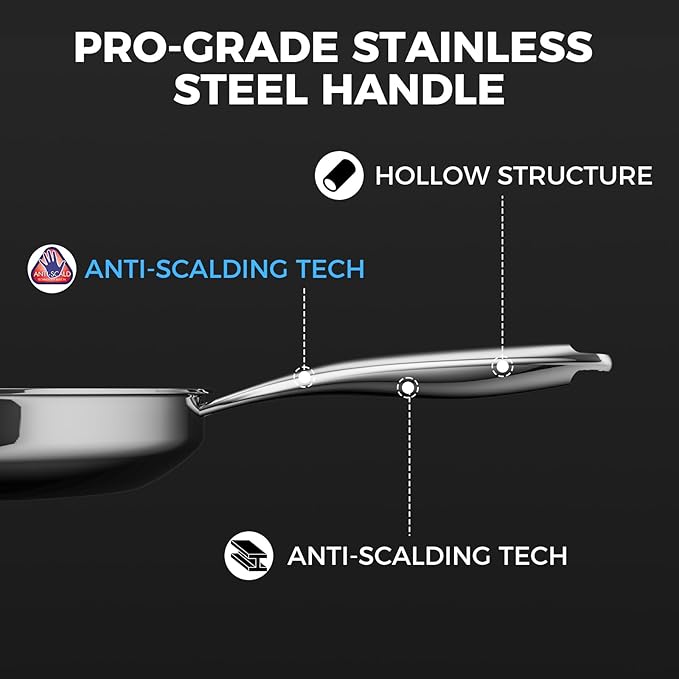 Non Stick Frying Pans,Hybrid Nonstick 12 Inch Frying Pan,Stay-Cool Handle,PFAS PFOA PTFE Free,Dishwasher-Friendly,Nonstick Frying Pan,Oven-Safe,Works on Ceramic and Gas Cooktops