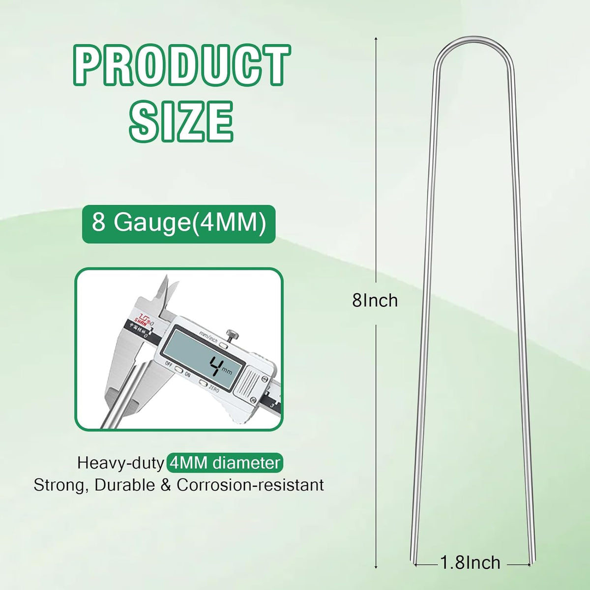 8 Gauge Landscape Staples, FUIJOL 8 Inch Heavy Duty U-Shaped Landscape Stakes, 25 Pack Galvanized Garden Staples for Weed Barrier Stakes, Ground Cover, Irrigation Tubing, Fence (25)