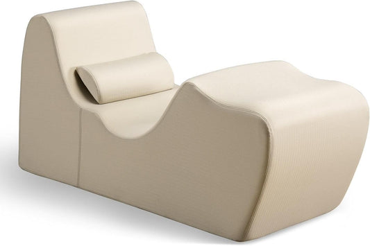 Zinus Lotus Zero Gravity Chaise Lounger, Foam Recliner for Living Room, Ergonomic Positioning for Better Relaxation, Pillow Included, No Assembly, Oatmeal