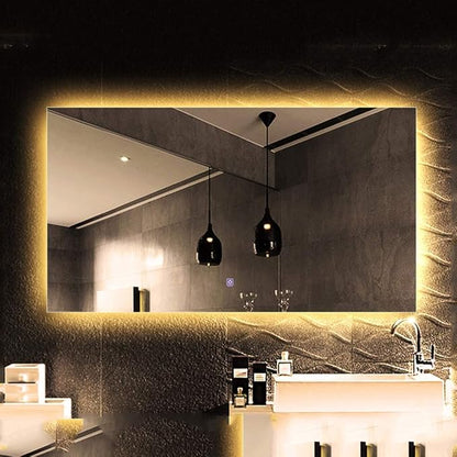 Wall Mirror Modern LED Bathroom Mirror with Defogging Backlit Bathroom Mirrors with Light and Touch Sensor Switch Demister Pad (Color : D Size : 50CMx70CM) (C 70CMx90CM)