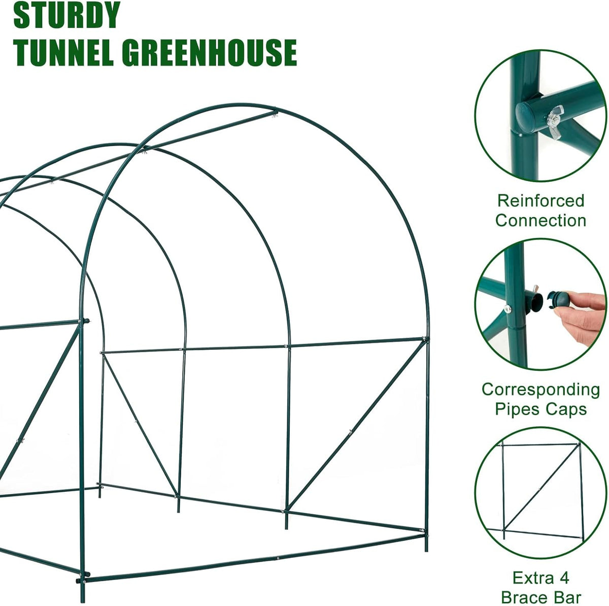 12×7×7 FT Greenhouses for Outdoors Heavy Duty, Large Walk in Green Houses for Outside with 6 Ventilated Mesh Windows & Roll-up Door & Reinforced Frame