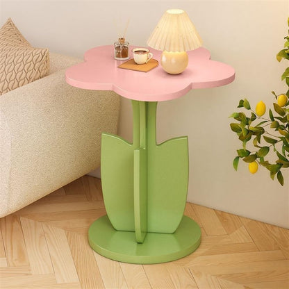 Flower Shaped Small Table - Decorative Side Coffee Table, Bedroom & Balcony (Pink)