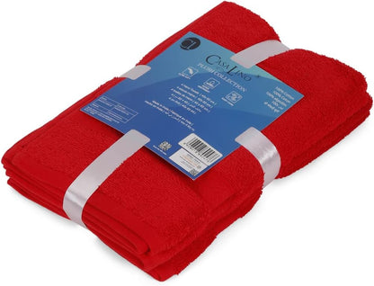 CASALINO Plush Collection Towel Set, Premium Quality 100% Pure Cotton, Highly Absorbent, Super Soft, Soft and Plush, (4 PCS Hand Towel Set, Red)