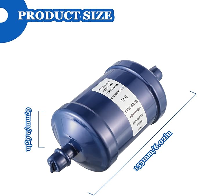 BOJACK Refrigerant Filter Drier Bi-Flow Liquid Line SFK-083S 3/8" Sweat Filter Dryer for Refrigeration for CFC HCFC HFC Heat Pump or Straight Cool Air Conditioners Systems from 1 to 5 Tons