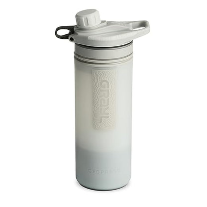 GRAYL GeoPress 24 oz Water Purifier Bottle - Filter for Hiking, Camping, Survival, Travel (Peak White)