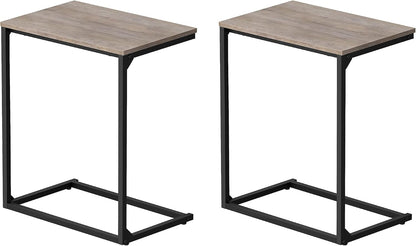 VASAGLE Set of 2 C Shape End Tables, Small Coffee Tables for Couch Or Sofa, Industrial Side Tables in Living Room, Bedroom, 13.8 x 21.7 x 26 Inches, Greige and Classic Black UZH2504036
