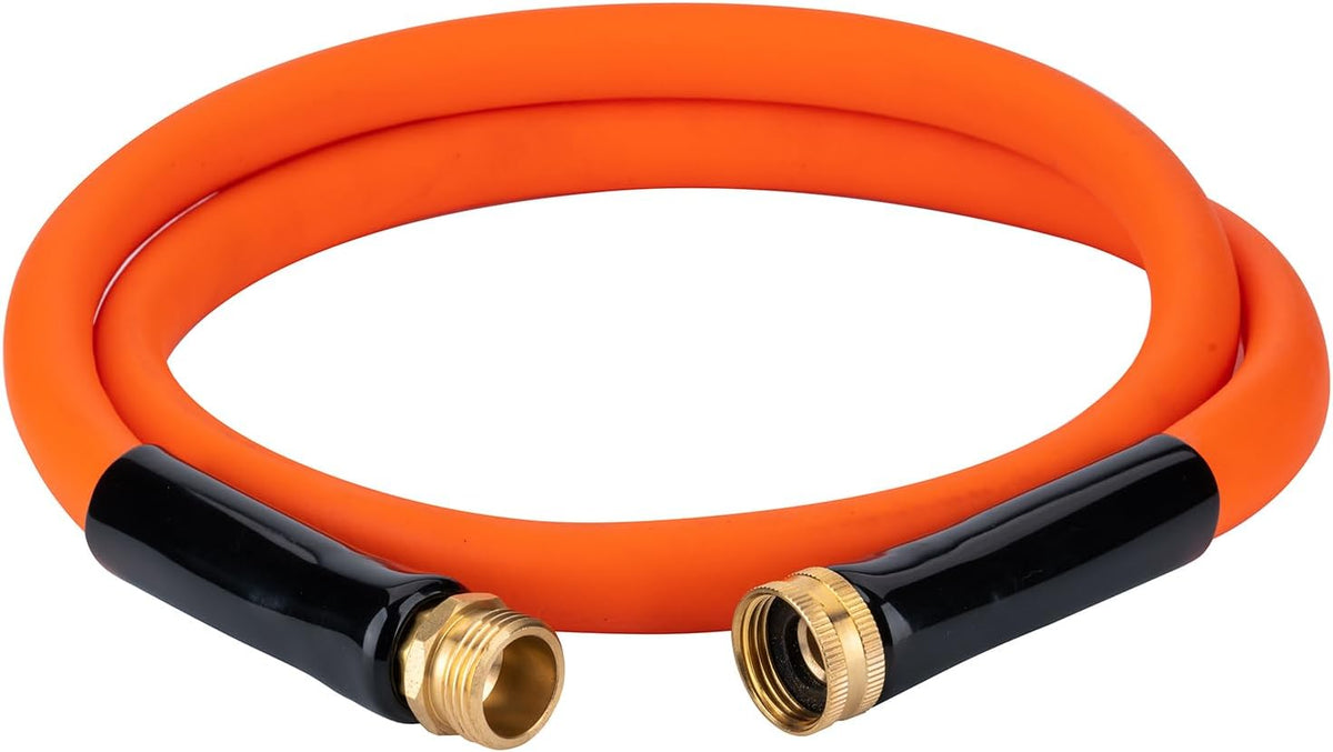 EASTRANS Short Garden Hose 15 ft x 5/8", Heavy Duty Orange Water Hose with 3/4" Solid Brass Connector, Flexible, Lightweight, Durable
