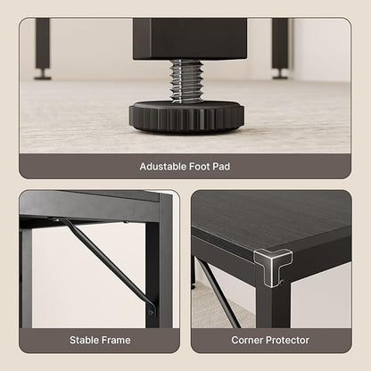 Gizoon 63" Dining Room Table Set for 6, Kitchen Table with 2 Benches and 2 Stools, Dining Table Set with Metal Frame, Space-Saving Kitchen Table Set for Apartment, Black