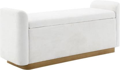 KEIKI 49" Storage Ottoman Bench with Safety Hinge, Ottoman with Storage, End of Bed Bench for Bedroom, Living Room, Entryway, Holds up to 350 lb, Beige