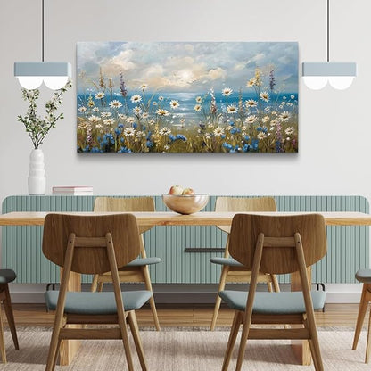Canvas Wall Art for Living Room Wall Decor for Bedroom Office Modern Hotel Wall Decorations White Flower Landscape Paintings Farmhouse Pictures Artwork Room Aesthetic Home Decor 40x20