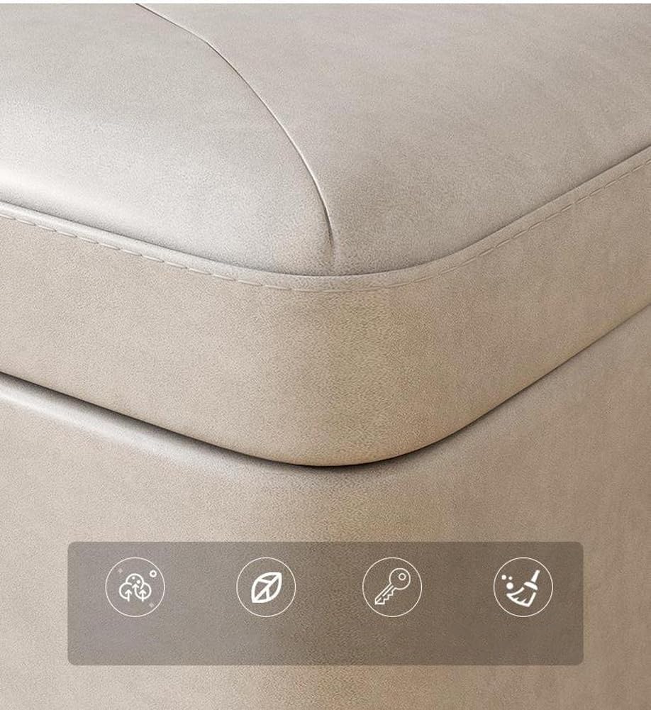 Luxurious Tufted Ottoman with Storage,Faux Leather Foot Rest Stool Upholstered Cushion Padded Seat with Hinged Lid,Living Room Entryway Ottoman Storage Chest (Grey,Large)