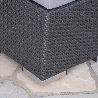 Great Deal Furniture Noble House Santa Rosa 16" Grey Wicker Ottoman Seat w/Silver Cushion (Set of 2)