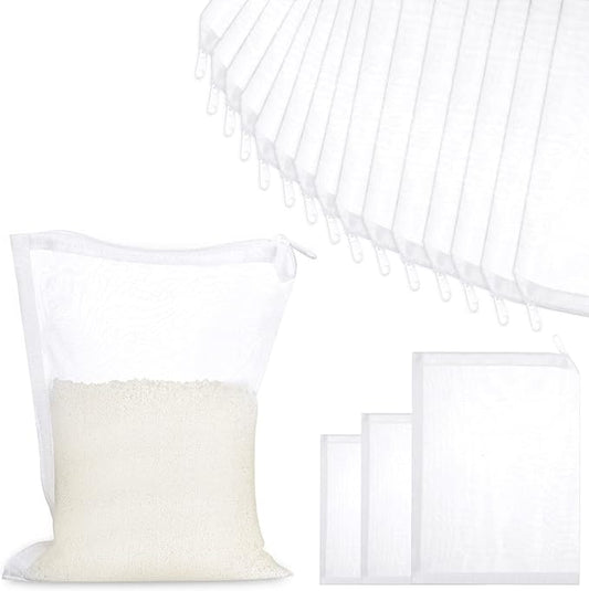 Shappy 15 Pcs 3 Sizes Aquarium Filter Mesh Bags 150 Micrometer Fine Filter Fish Tank Media Bags with Zipper for Activated Carbon Biospheres Ceramic Rings, 4 x 6 Inch, 7.9 x 6 Inch, 7.9 x 11.8 Inch