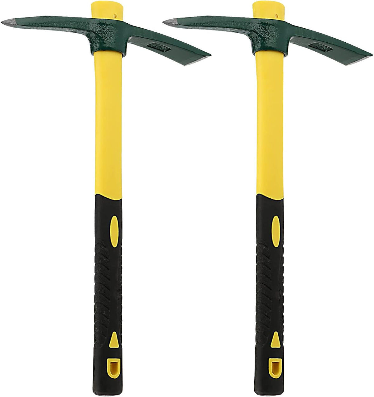 KEILEOHO 2 PCS 15 Inches Pick Mattock Hoe, Forged Weeding Garden Pick Axe with Fiberglass Handle, Weeding Mattock Hoe for Gardening, Loosening Soil, Camping