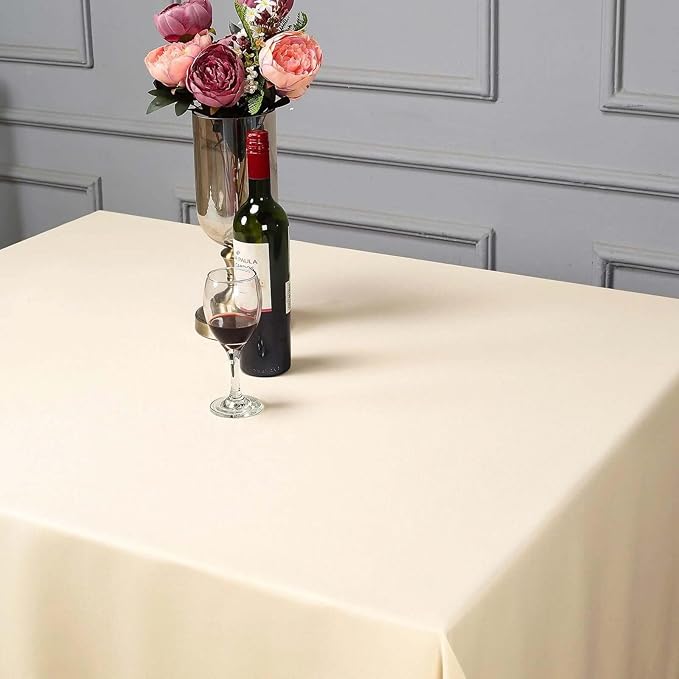 Efavormart 90" Beige Wholesale Linens Polyester Square Linen Tablecloth for Kitchen Dining Catering Wedding Birthday Party Events