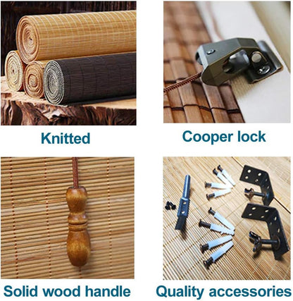 LETAU Wood Window Roman Shades, Bamboo Light Filtering Window Blinds for Indoor Home, Office, Kitchen, Pattern 9