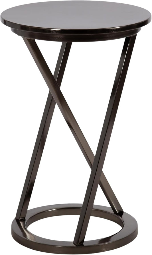 Kate and Laurel Aja Modern Metal Round Side Table; 15 x 15 x 23; Gray Gunmetal; Decorative Geometric End Table with Unique Slanted Legs for Use as Bedroom Nightstand or Living Room Indoor Plant Stand