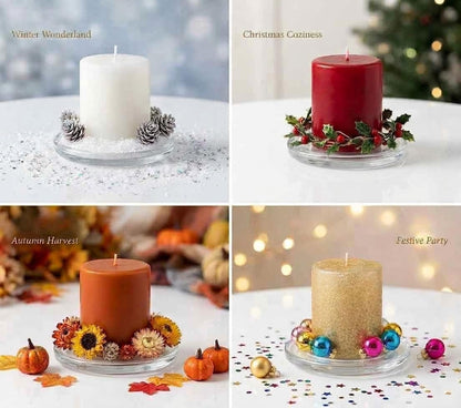 Hosley's Set of 24 Clear Glass Pillar Plates - 4 Inch Diameter. Ideal Gift for Weddings, Parties, Spa, Pillar Candle, Votive Candle Garden. Or as a Pedestal W1